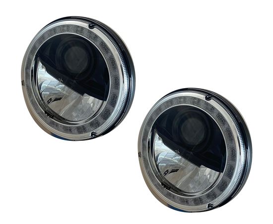 Headlamp 7" LED Black (pair) with Indicator - LHD - LL1907IND - Wipac